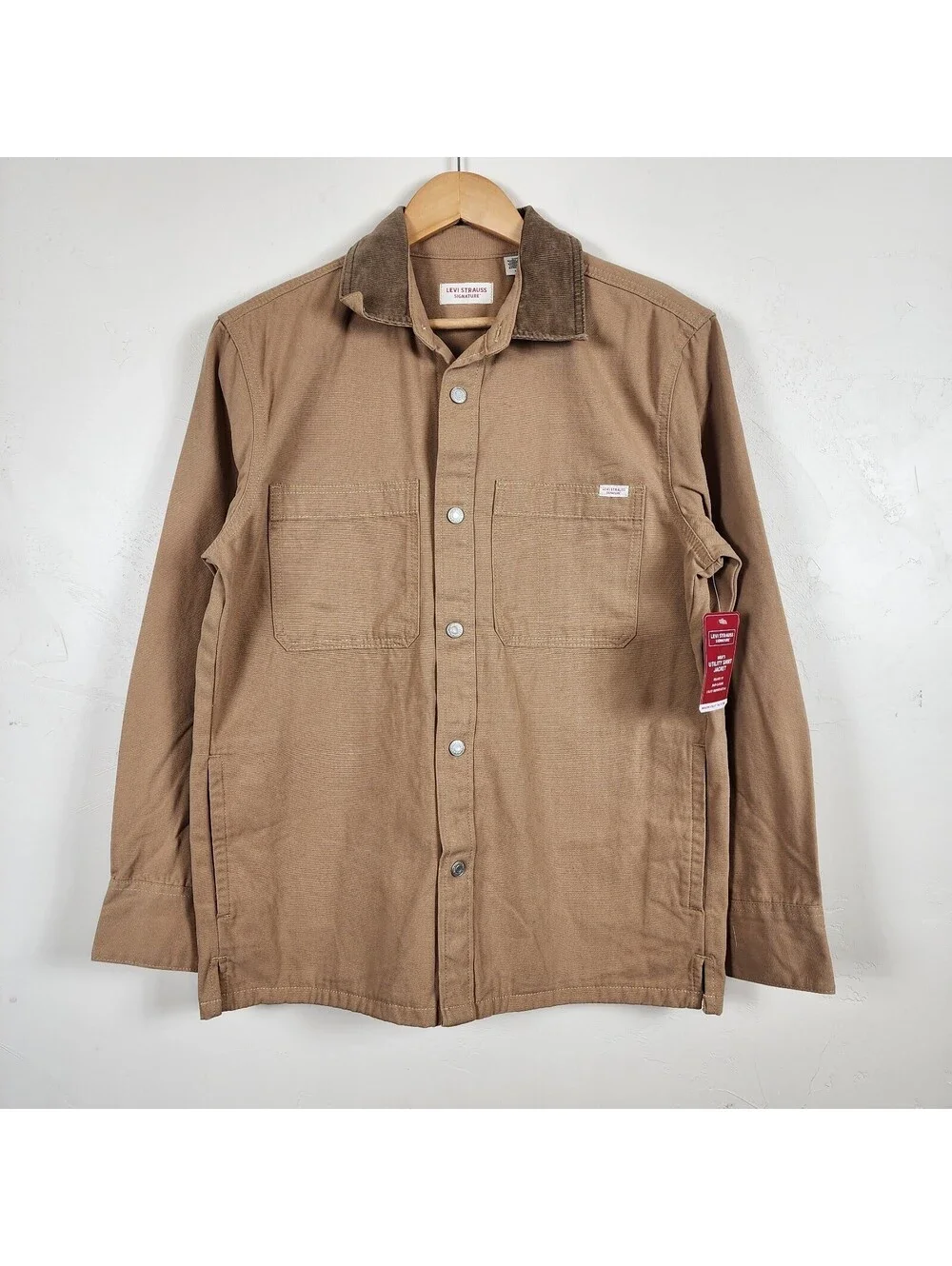 Levi Strauss Signature Utility Shirt Jacket Men S Corduroy Collar Tan Canvas NWT